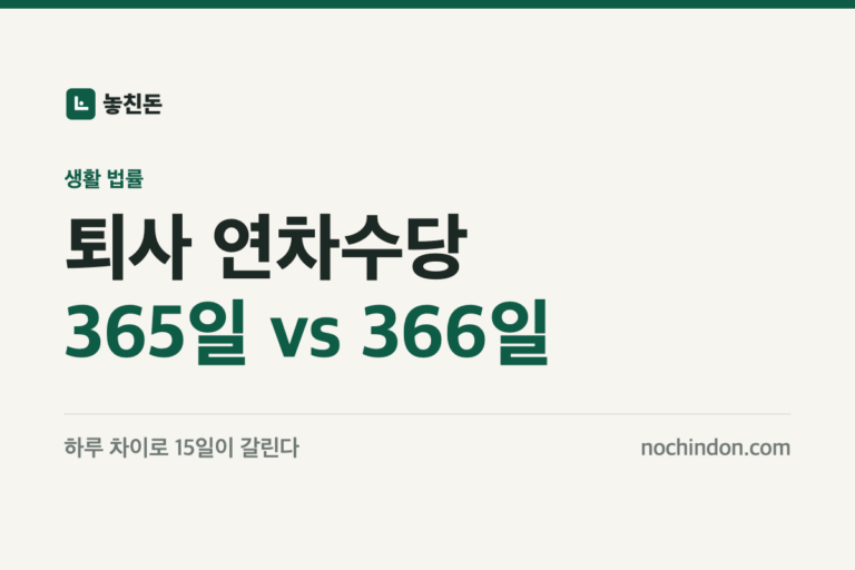 퇴사 연차수당 썸네일: 365일 vs 366일