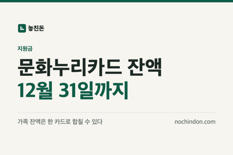 문화누리카드 잔액 썸네일: 12월 31일까지