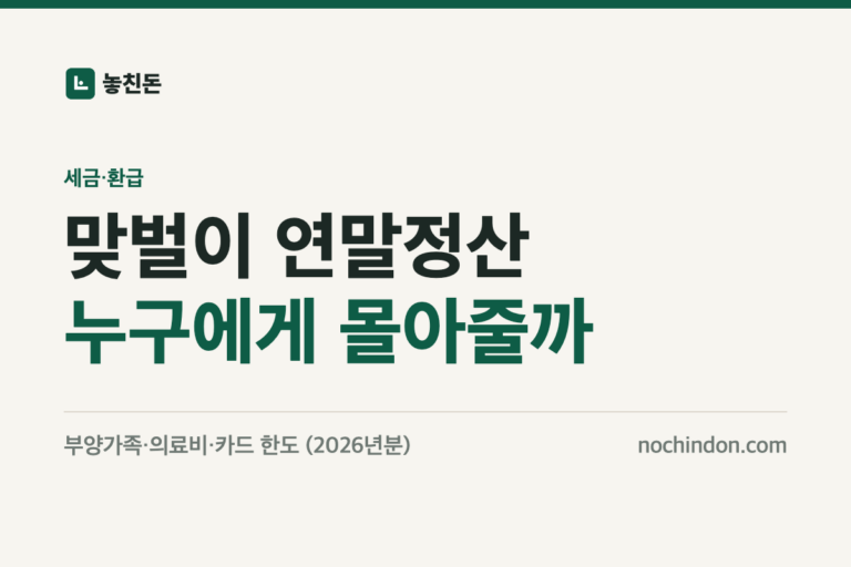 맞벌이 연말정산: 부양가족·의료비·카드 한도 누구에게 몰아줄까