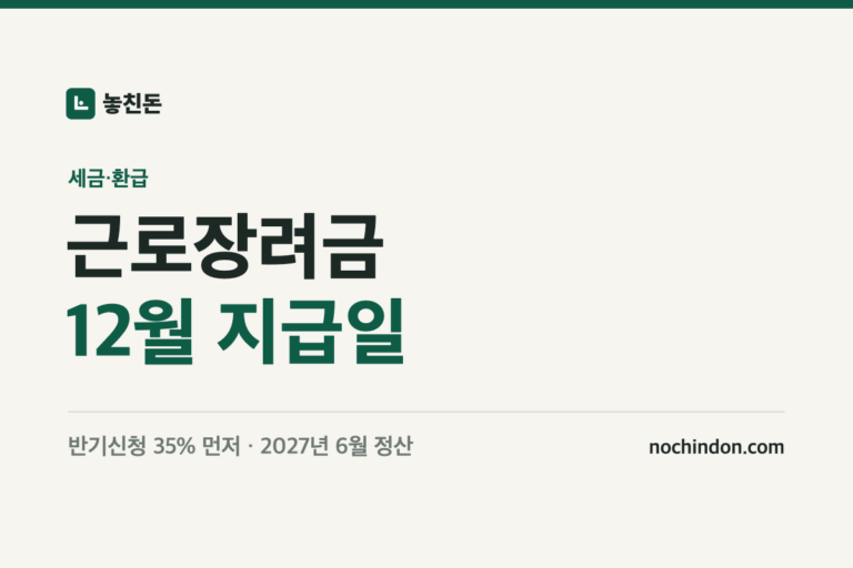 근로장려금 12월 지급일 — 반기신청 35% 먼저, 2027년 6월 정산